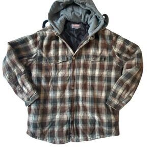 Craftsman Mens Flannel Hooded Insulated Jacket Medium Chore Plaid Workwear Farm
